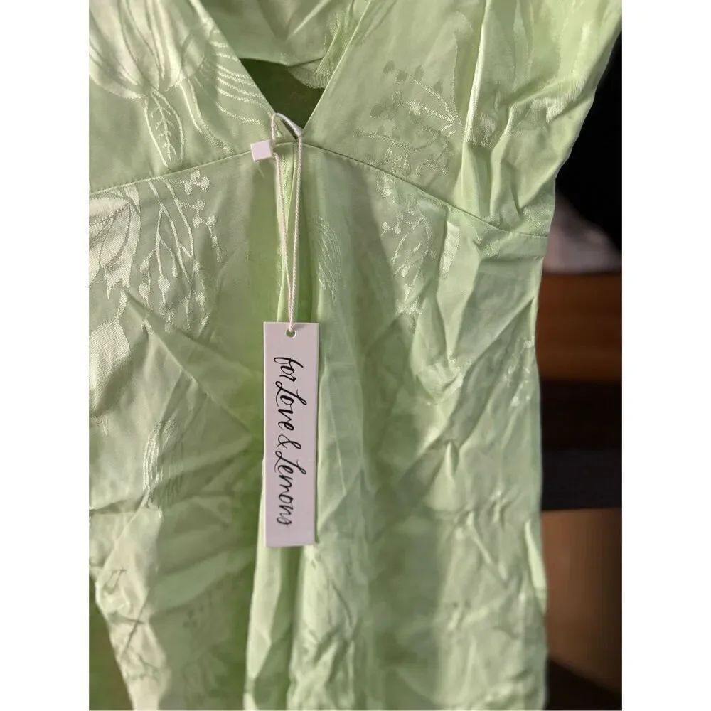NWT For Love & Lemons Ilana Midi Dress In Green Size XS - Picture 11 of 13